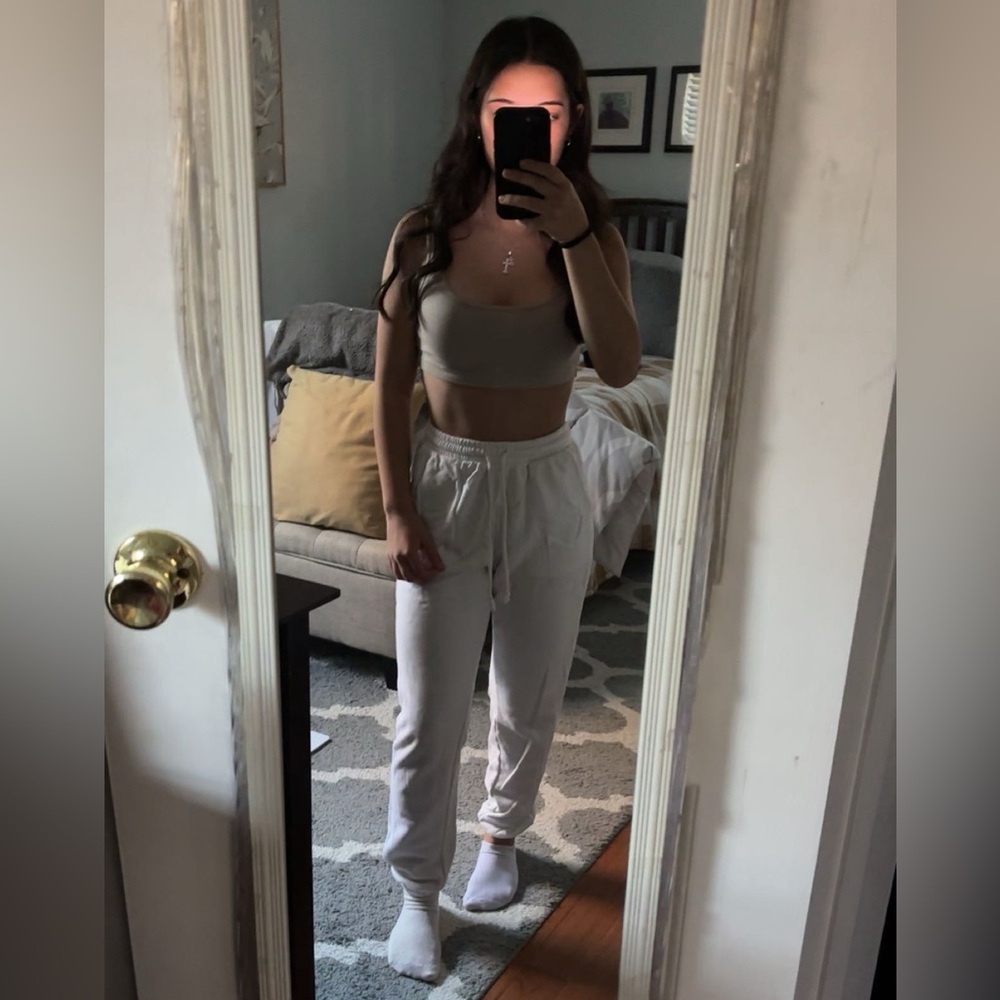white sweatpants